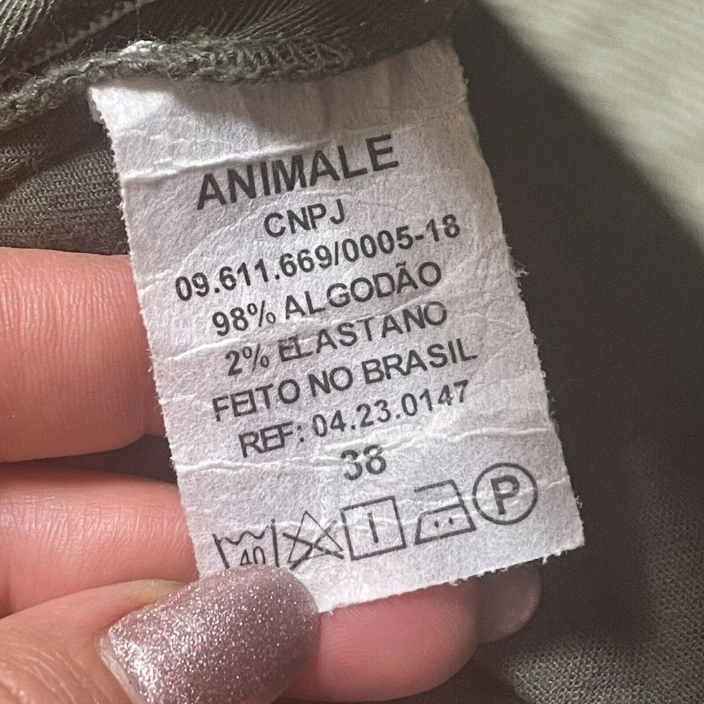 ANIMALE Brazil Womens High Rise Military Style Pants Size 38/6 Green Leg Buckles - Picture 12 of 12